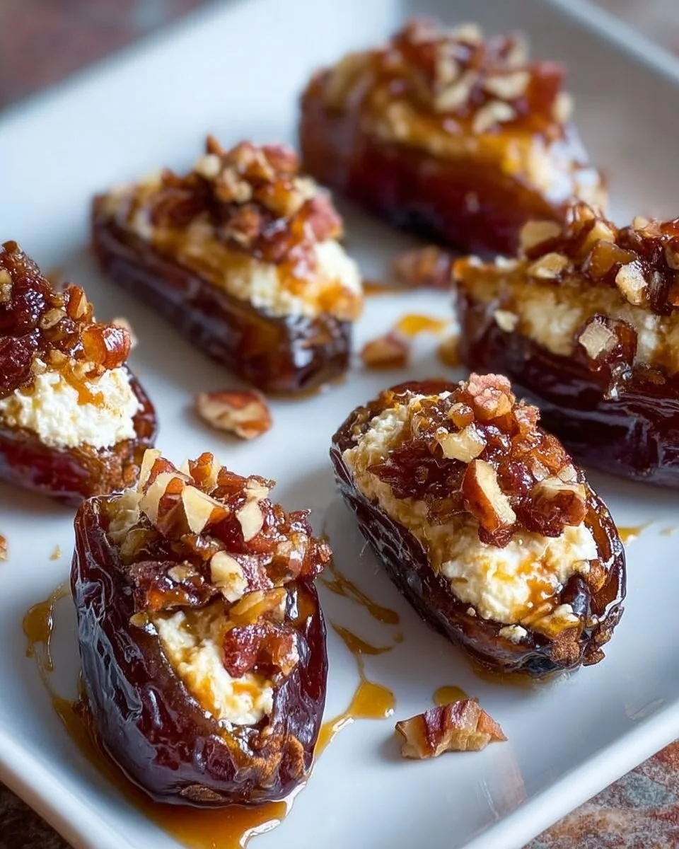 Mascarpone gefüllte Datteln mit Ahornsirup-Glasur