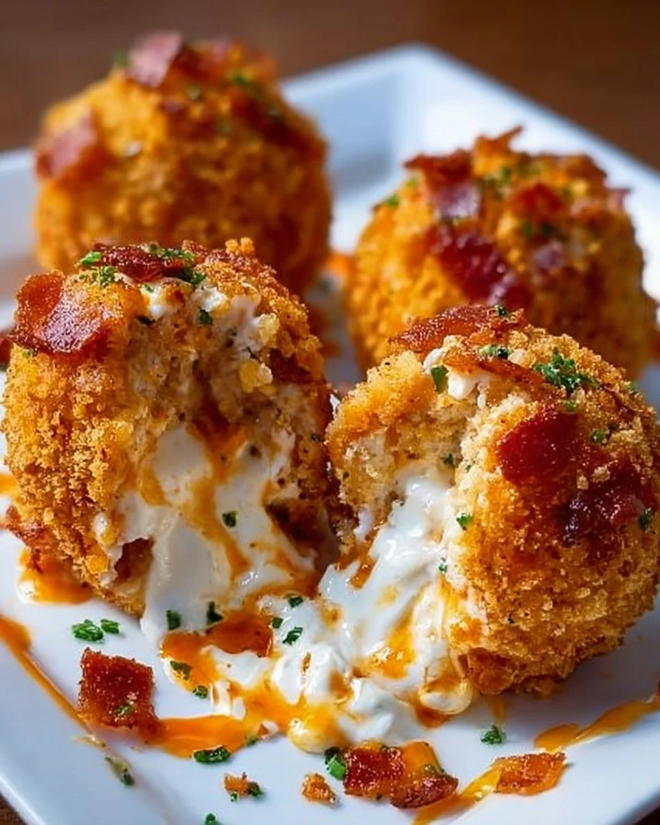 Buffalo chicken bacon mozzarella bombs ready for game day gathering
