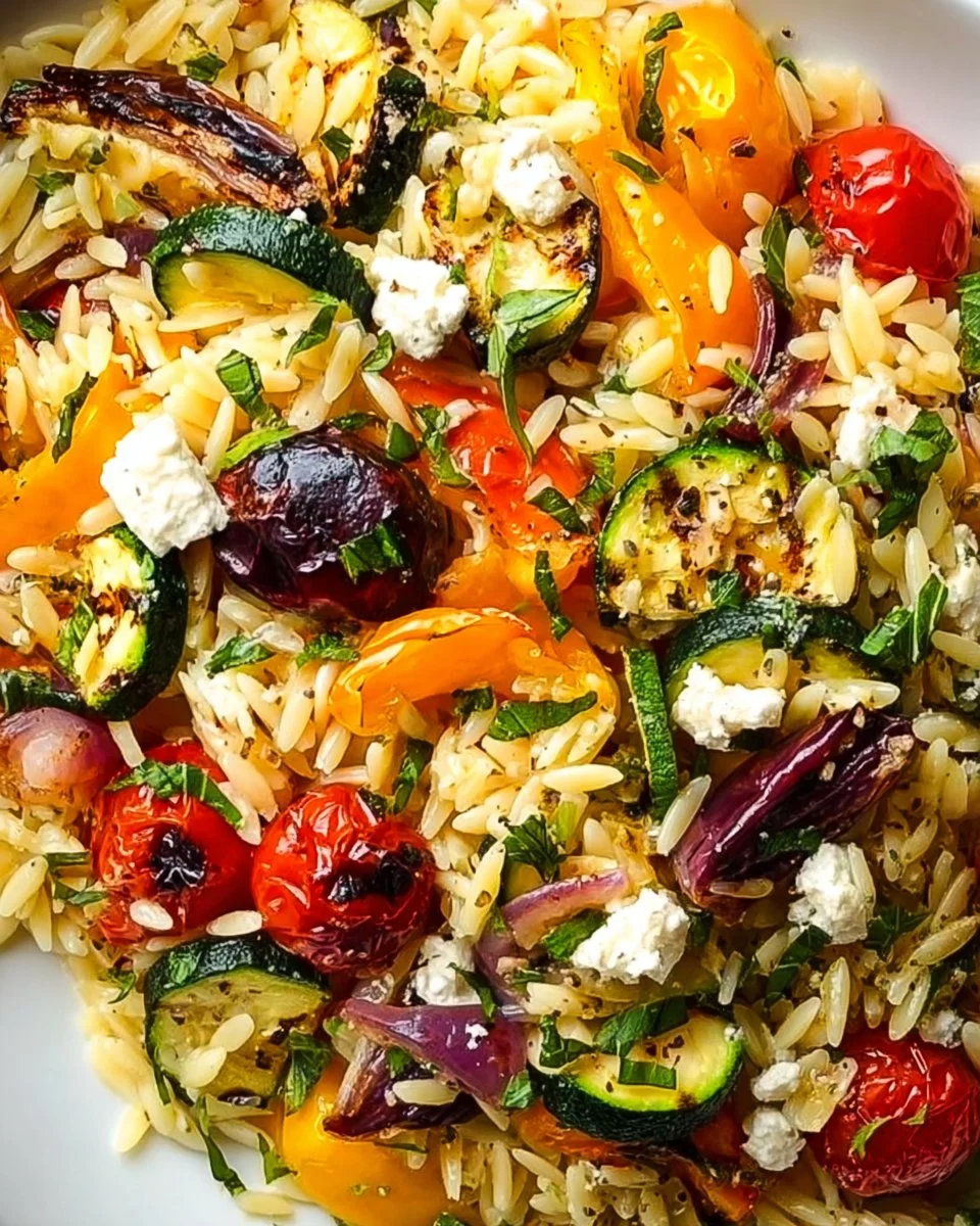 Classic Mediterranean Lemon Orzo Salad with Roasted Vegetables