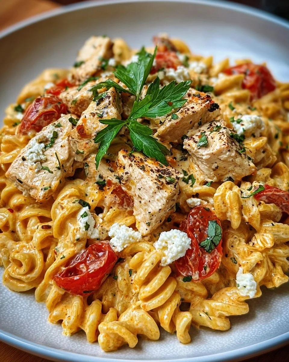 Cremige Hühnchen-Feta-Pasta