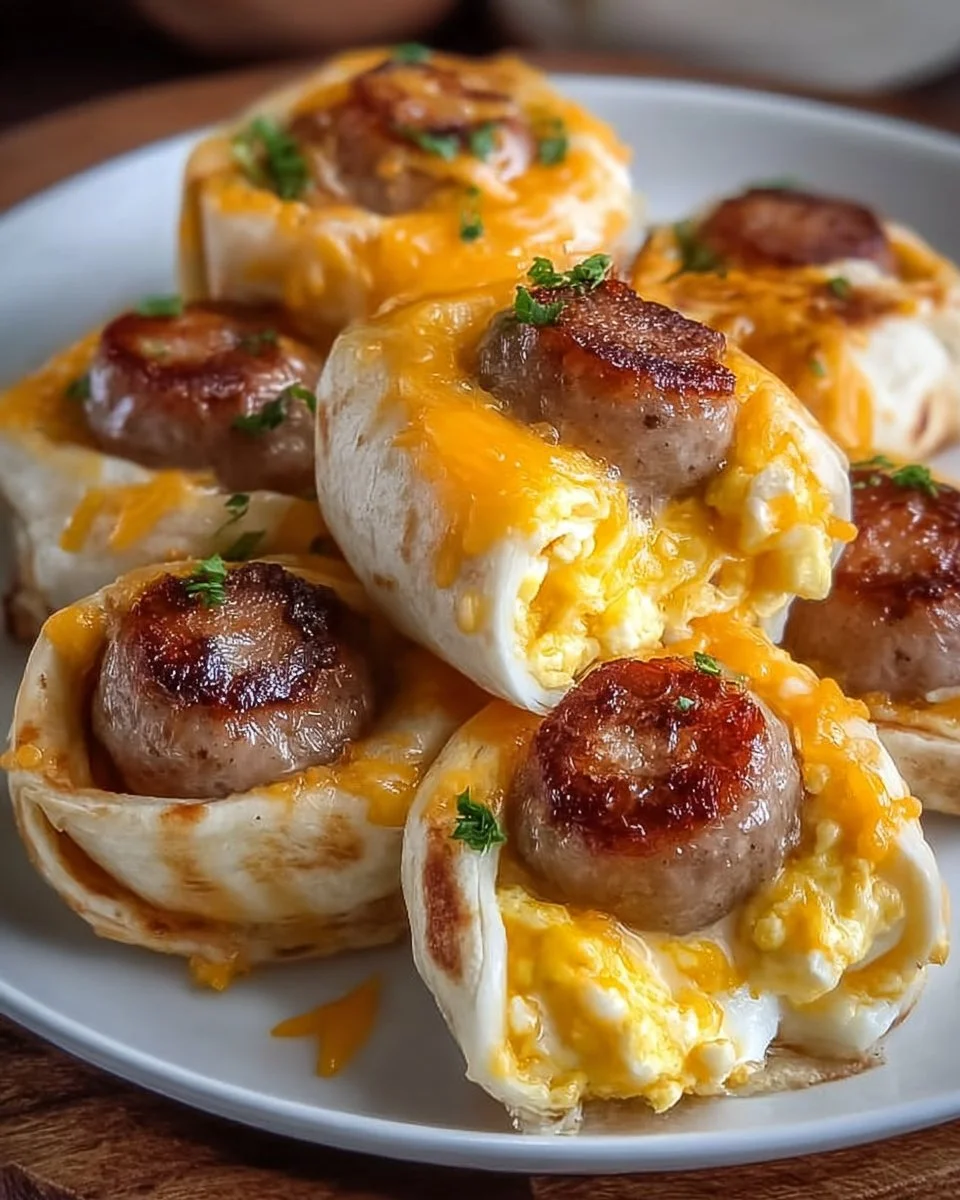 Irresistibly Cheesy Sausage Egg Breakfast Roll-Ups to Savor