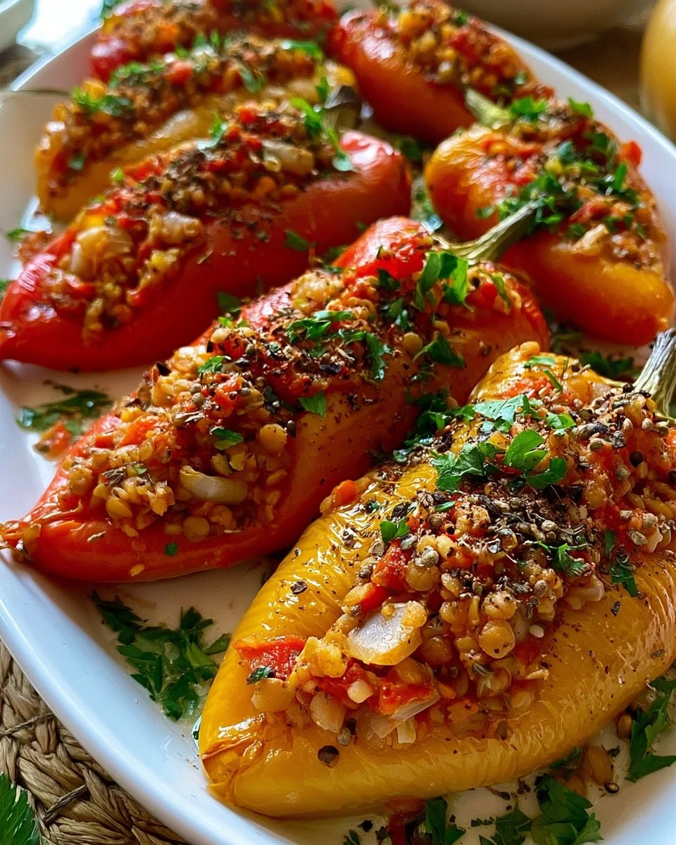 Filled Pointed Peppers with Red Lentils