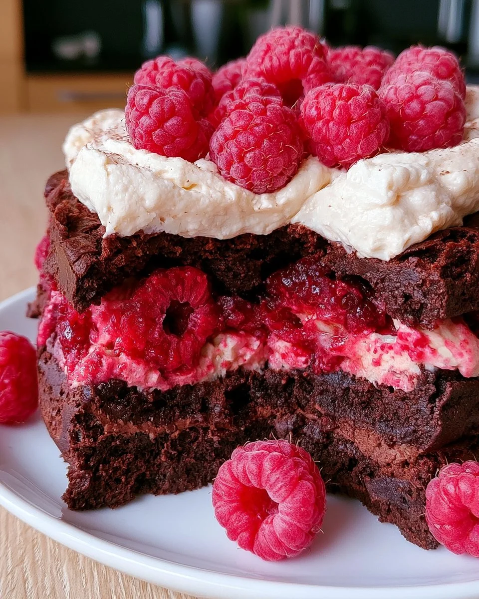 Himbeer Schoko Brownie Torte