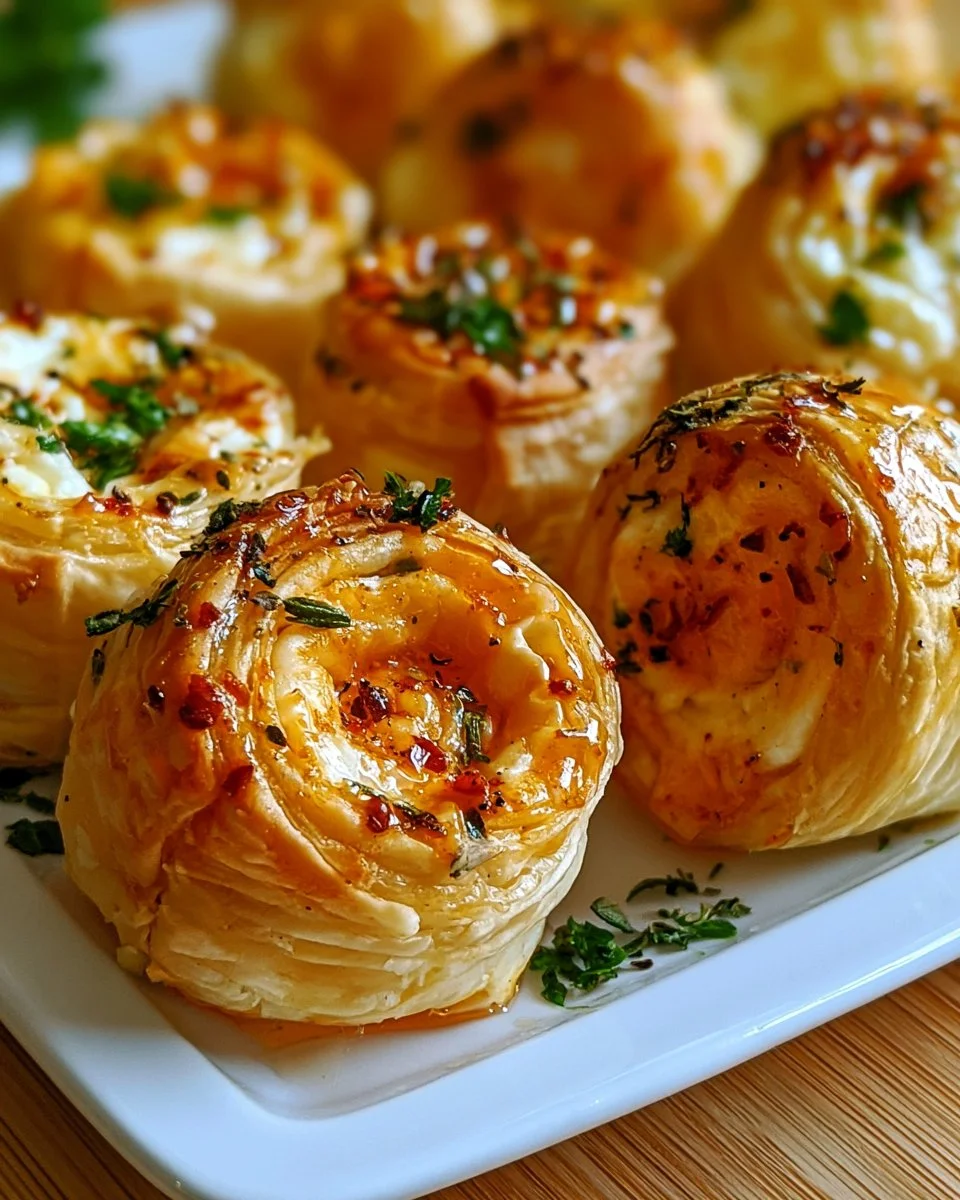 Ofen-gebackene Feta-Rollen mit Chili-Honig